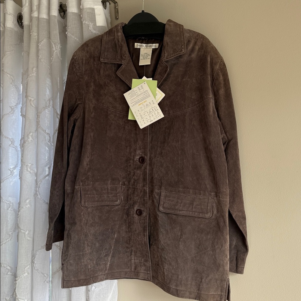 JESSICA HOLBROOK Suede Leather oversized blazer , NEW